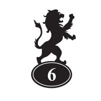 Lion Iron House Number Sign Finished in Black With White Numbering