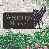 Liver Bird Iron House Name Sign in Situ on the Front of a House