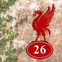 Liver Bird Iron House Number Sign in Situ on a Rustic Wall Liver Bird Iron House Number Sign in Situ on a Rustic Wall