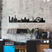 Metal Liverpool Skyline Wall Art on a rustic Wall Metal Liverpool Skyline Wall Art on a rustic Wall