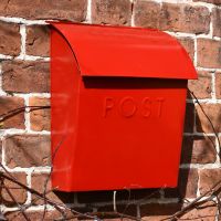 Contemporary Post Box With Lock in a Bright Red Finish