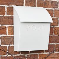 White Lockable Contemporary Post Box In Situ