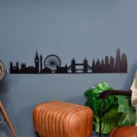 London Silhouette Wall Art on a Blue Wall London Silhouette Wall Art on a Blue Wall