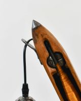 Close up of metal detailing on Yellow Loom Bobbin Table Lamp Close up of metal detailing on Yellow Loom Bobbin Table Lamp