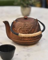 "Loong" Bronze Finish Cast Iron Japanese Style Teapot Side View