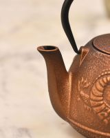 Close up of "Loong" Bronze Finish Cast Iron Japanese Style Teapot spout