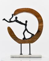 Lost in a dream aluminium mango wood and marble sculpture