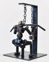 Recycled Metal Lat Pulldown Sculpture Back View