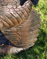 Close up of Bronze "Lurkey" Turkey Aluminium Sculpture wing