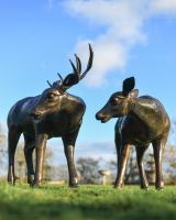 Set of Two Brushed Bronze Garden Sculpture Set 