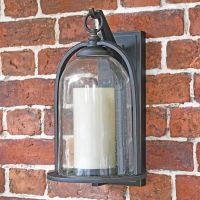 "Maine" Traditional Bronze "Candle Stye" Lantern in Situ on a Brick Wall