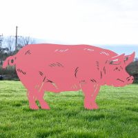 Pink Standing Pig Silhouette 