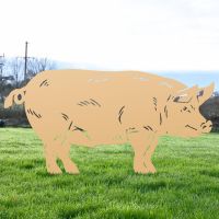 Tan Pig Silhouette in Grass 