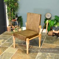 "The Rivington" Mango Wood & Olive Leather Chair 