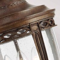 Marlow Three Bulb Traditional Hanging Chain Lantern in Bronze Ornate Pattern