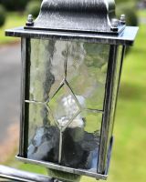 Close up of the leaded glass in the lantern