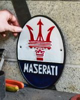 Scale image of Maserati Vintage Style Cast Iron Sign