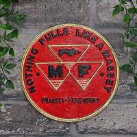 "Massey Ferguson" Cast Iron Automobilia Reproduction Sign in Situ on Brick Wall "Massey Ferguson" Cast Iron Automobilia Reproduction Sign in Situ on Brick Wall