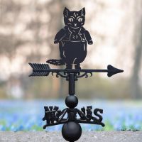 Black Master Tom Kitten Weathervane on grey and blue background Black Master Tom Kitten Weathervane on grey and blue background