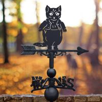 Black Master Tom Kitten Weathervane on Autumn leaves background  Black Master Tom Kitten Weathervane on Autumn leaves background