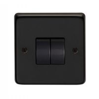 10 Amp Double Switch Light Switch Finished in a Matt Black