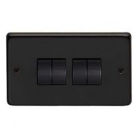 10 Amp Quad Switch Light Switch Finished in a Matt Black  10 Amp Quad Switch Light Switch Finished in a Matt Black