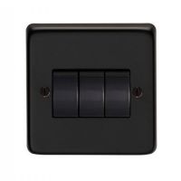 10 Amp Triple Switch Light Switch Finished in a Matt Black