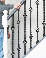 Matt Black Double Basket Stair Spindle to Scale