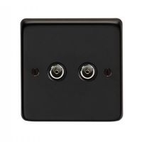 Double TV Socket Finished in a Matt Black 