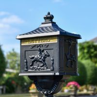 Matt Black Freestanding Huntingdon Post Box in Situ in the Garden