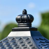 Ornate Finial on the Top of the Matt Black Freestanding Huntingdon Post Box