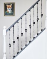 Matte Black "Enfield" Single Basket Stair Spindle in Situ Matte Black "Enfield" Single Basket Stair Spindle in Situ