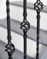 Close-Up of Matte Black "Enfield" Single Basket Stair Spindle - Spindle ONLY - No Brackets