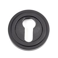 Matte Black Art Deco Circular Euro Escutcheon