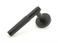 Matte Black Textured Lever Door Handle on Art Deco Rose Handle