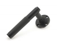 Matte Black Textured Lever Door Handle on Art Deco Rose Fixings