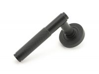 Matte Black Textured Unsprung Lever Door Handle on Beehive Rose Matte Black Textured Unsprung Lever Door Handle on Beehive Rose