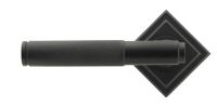 Matte Black Textured Unsprung Lever Door Handle on Diamond Rose Matte Black Textured Unsprung Lever Door Handle on Diamond Rose