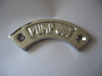 Bright Chrome Cast Arched Sign "Pump Out" Bright Chrome Cast Arched Sign "Pump Out"