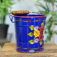 Medium Narrowboat Hand Painted Bucket From the Side