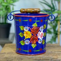 Medium Narrowboat Hand Painted Bucket Finished in Blue 