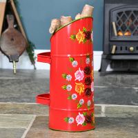 Red "Rosalie" Coal Hod with Double Handle