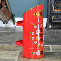 "Rosalie" Coal Hod in red with double handle 