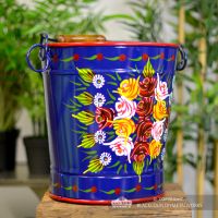 Hand Painted Log Bucket with Hand Painted Design