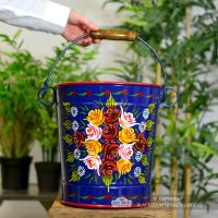 XL Hand Painted Log Bucket to Scale