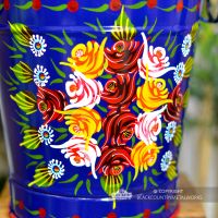 Close-up of the Hand Painted Rose Design