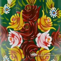 Close-up of the Green Hand Painted Floral Finish 