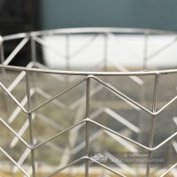 Medium Pewter Finish Wire Work Log Basket Close Up