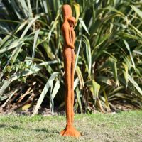 "The Loving Couple" Garden Statue in a Rustic Cast Iron