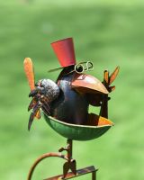 Metal Bird with Top Hat 